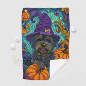 Spookachtige Tibetaanse Terriër Hond Halloween Hek Golfhanddoek (Insitu)