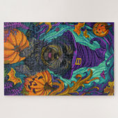 Spookachtige Tibetaanse Terriër Hond Halloween Hek Legpuzzel (Horizontaal)