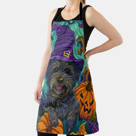 Spookachtige Tibetaanse Terriër Hond Halloween Hek Schort (Insitu)