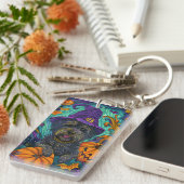 Spookachtige Tibetaanse Terriër Hond Halloween Hek Sleutelhanger (Voorkant Rechts)