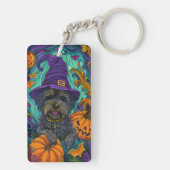 Spookachtige Tibetaanse Terriër Hond Halloween Hek Sleutelhanger (achterkant)