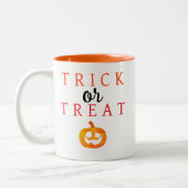 Spookachtige Trick or treat Jack-o'-lantaarn Hallo Tweekleurige Koffiemok (Links)
