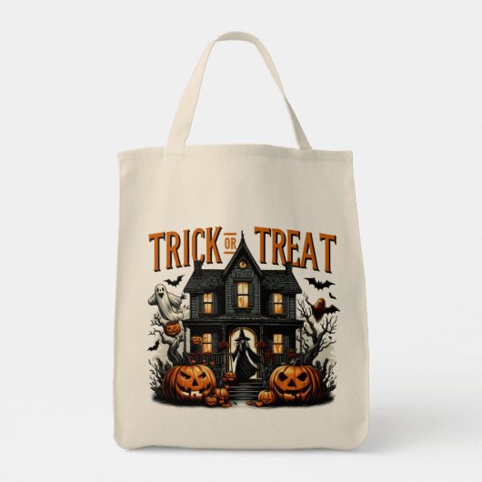 Spookachtige trick or treat nacht in een spookhuis tote bag (Achterkant)