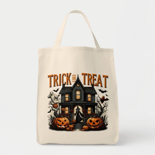 Spookachtige trick or treat nacht in een spookhuis tote bag (Voorkant)