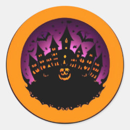 Spookachtige Verlaten Kasteel Silhouet Halloween Ronde Sticker