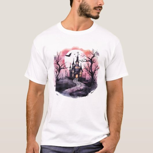 Spookachtige Vibes: Haunted House Collectie T-shirt (Voorkant)