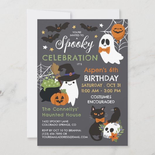 Spookachtige viering Kinder Halloween Verjaardag Kaart (Voorkant)