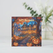 Spookachtige villa in het bos, pompoenen, Hallowee (Staand voorkant)