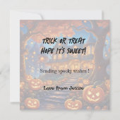 Spookachtige villa in het bos, pompoenen, Hallowee (Achterkant)