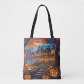 Spookachtige villa in het bos, pompoenen, Hallowee Tote Bag (Voorkant)