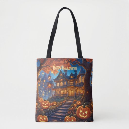 Spookachtige villa in het bos, pompoenen, Hallowee Tote Bag (Voorkant)