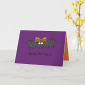 Spookachtige Vleermuis Snoepje - Halloween Wenskaa Kaart (Gele Bloem)