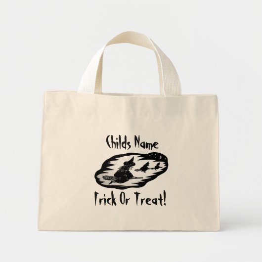 spookachtige vliegende heks op broomsticks hallowe mini tote bag (Voorkant)