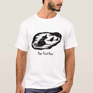 spookachtige vliegende heks op broomsticks hallowe t-shirt