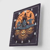 Spookachtige vogelverschrikkers gloeien onder de m vierkante klok (Hoek)