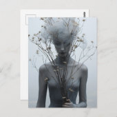 Spookachtige vrouw en witte bloemen Briefkaart (Voorkant / Achterkant)