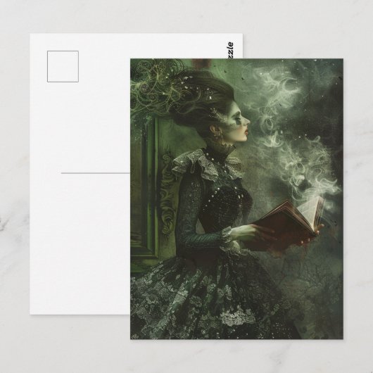Spookachtige vrouw met ijzig boek briefkaart (Voorkant / Achterkant)