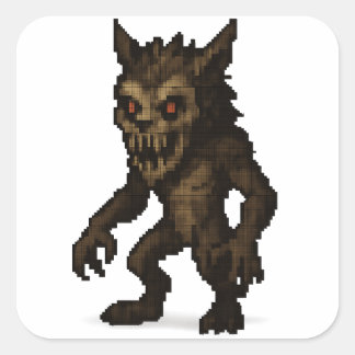 Spookachtige Weerwolf Monster Pixel Art sticker