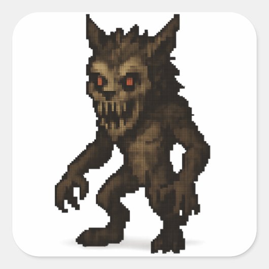 Spookachtige Weerwolf Monster Pixel Art sticker (Voorkant)