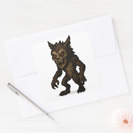 Spookachtige Weerwolf Monster Pixel Art sticker (Envelop)
