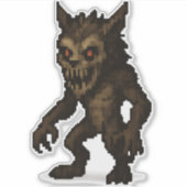 Spookachtige Weerwolf Monster Pixel Art sticker 6x (Voorkant)