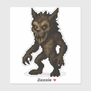 Spookachtige Weerwolf Monster Pixel Art sticker 6x