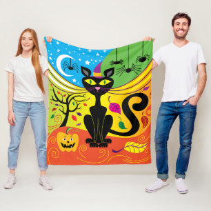 Spookachtige wind kat fleece deken