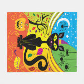 Spookachtige wind kat fleece deken (Voorkant (Horizontaal))