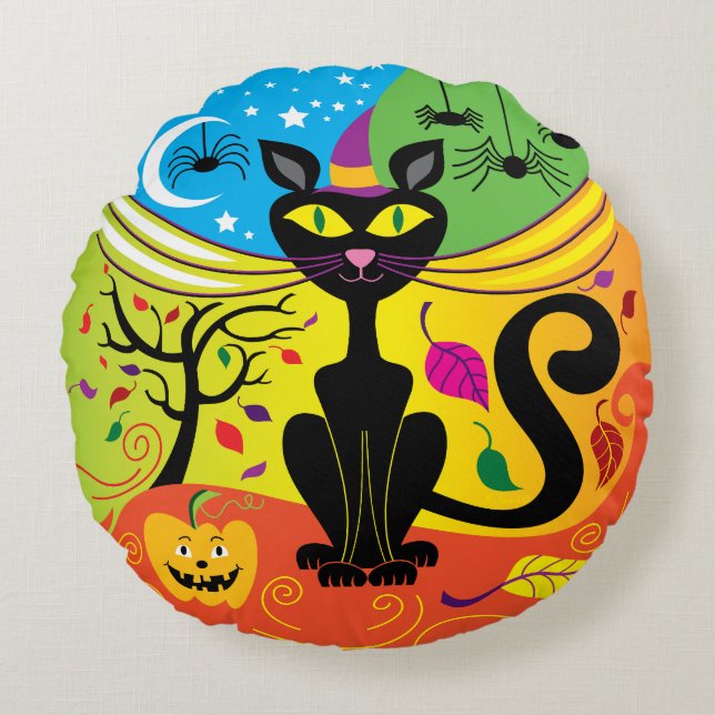 Spookachtige wind kat rond kussen (Voorkant)