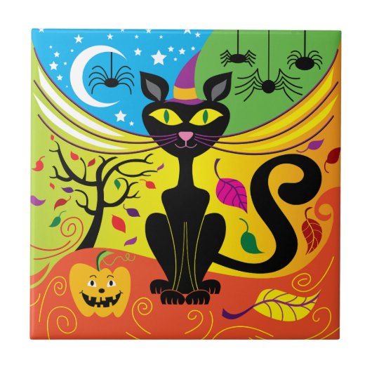 Spookachtige wind kat tegeltje (Voorkant)