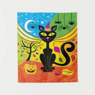 Spookachtige wind kat wandkleed