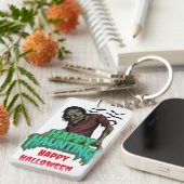 Spookachtige Zombie Halloween Spooky Haunted Sleutelhanger (Voorkant Rechts)