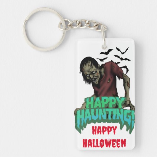 Spookachtige Zombie Halloween Spooky Haunted Sleutelhanger (Voorkant)