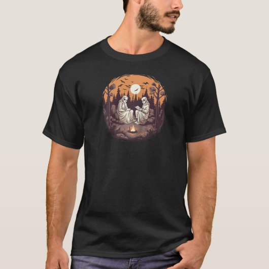  spookboek lezen Camping Gothic Hallowee T-shirt (Voorkant)