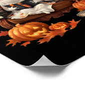 Spookboek lezen Pompoen Gothic Halloween Leraar Poster (Hoek)
