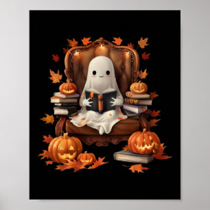 Spookboek lezen Pompoen Gothic Halloween Leraar Poster