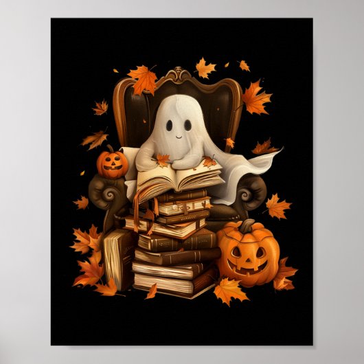 Spookboek lezen Pompoen Gothic Halloween Leraar Poster (Voorkant)