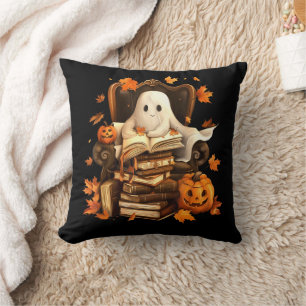 Spookboek lezen Pompoen Halloween leraren Kussen