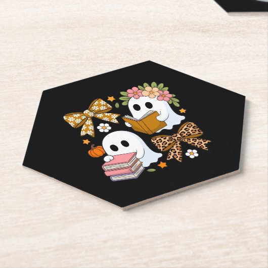 Spookboeken Halloween Bloemen Herfst Halloween Kartonnen Onderzetters (Schuin)