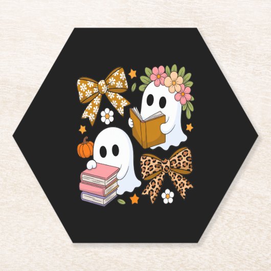 Spookboeken Halloween Bloemen Herfst Halloween Kartonnen Onderzetters (Voorkant)