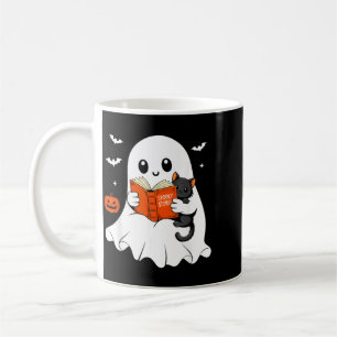 Spookboeklezende Zwarte Kat Halloween Kostuum Here Koffiemok