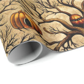  spookbomen & pompoenlantaarns Patroon Cadeaupapier (Rol Hoek)