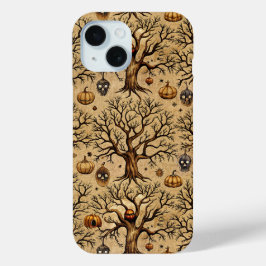  spookbomen & pompoenlantaarns Patroon iPhone 15 Case