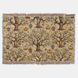  spookbomen & pompoenlantaarns Patroon Deken