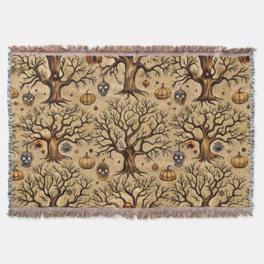  spookbomen & pompoenlantaarns Patroon Deken (Voorkant)