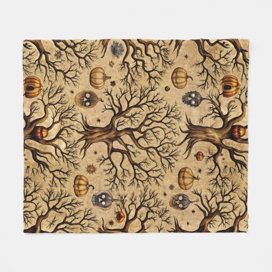  spookbomen & pompoenlantaarns Patroon Fleece Deken (Voorkant (Horizontaal))