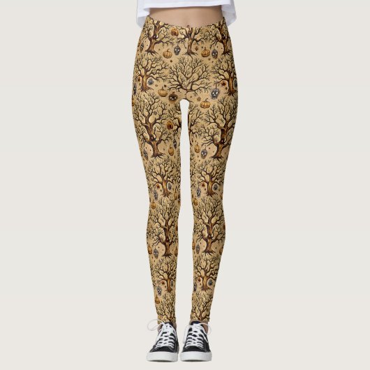spookbomen & pompoenlantaarns Patroon Leggings (Voorkant)