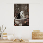 Spookborstel Zwart Kat Tanden Badkuip Afdruk Poster (Keuken)