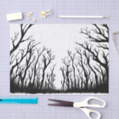 Spookbos enachtige bomen donkere schaduwen ontkopp tissuepapier (Craft)