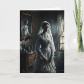 Spookbruid en spiegel Halloween Kaart (Voorkant)